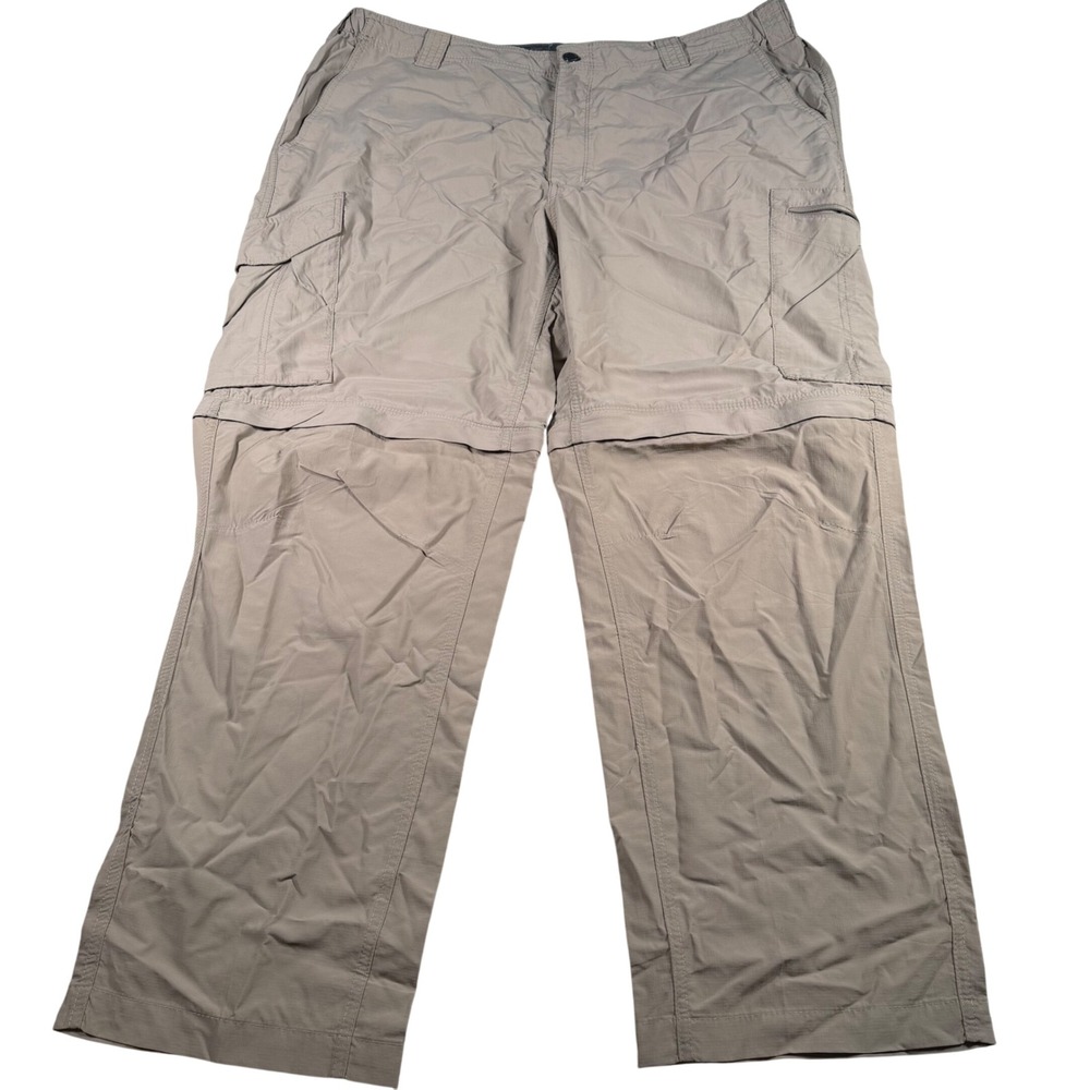 Columbia Convertible Cargo Pants Mens 44x30 (FITS 40x29) Tan Omni-Shade Hiking
